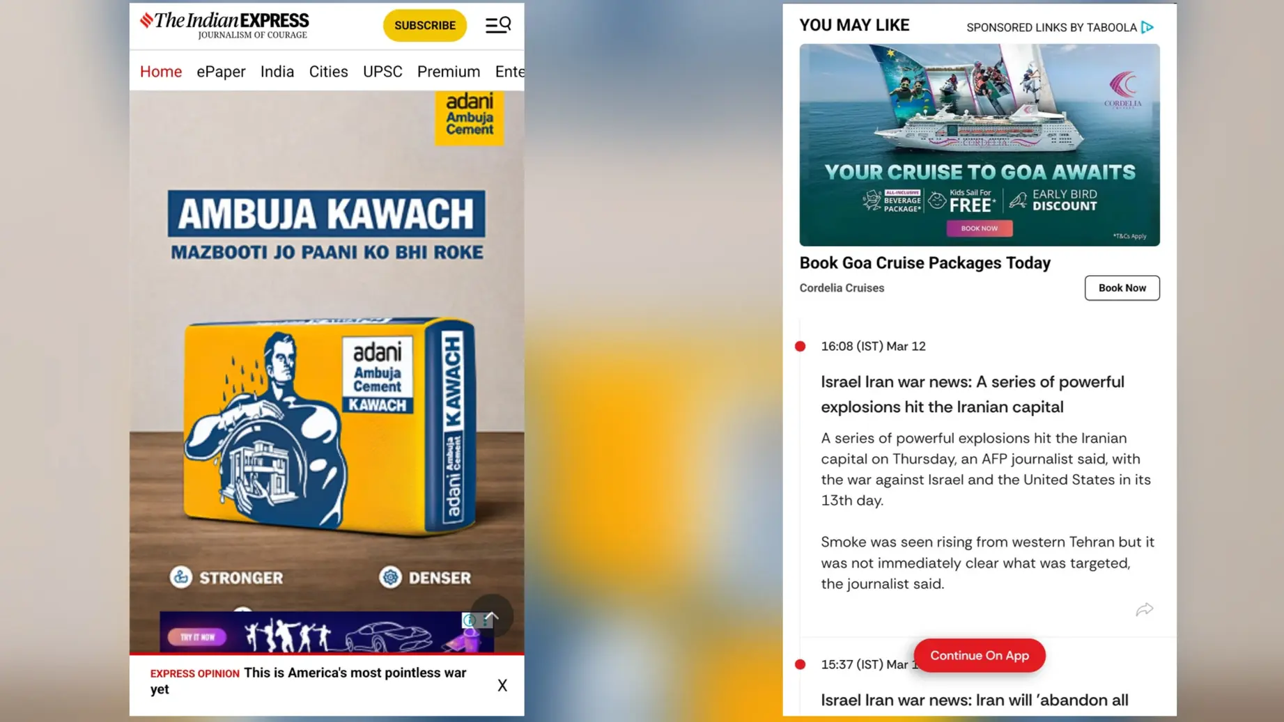 A webpage displaying an advertisement covering the entire screen of a mobile device.